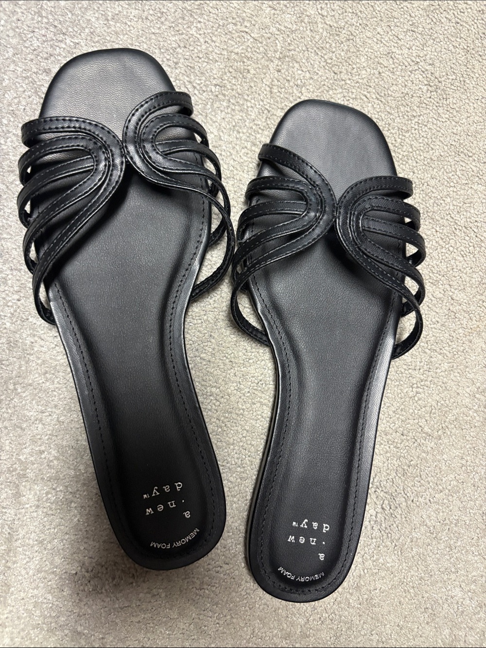 Brand new, never worn. a new day Black Multi-Strap Slide Sandals